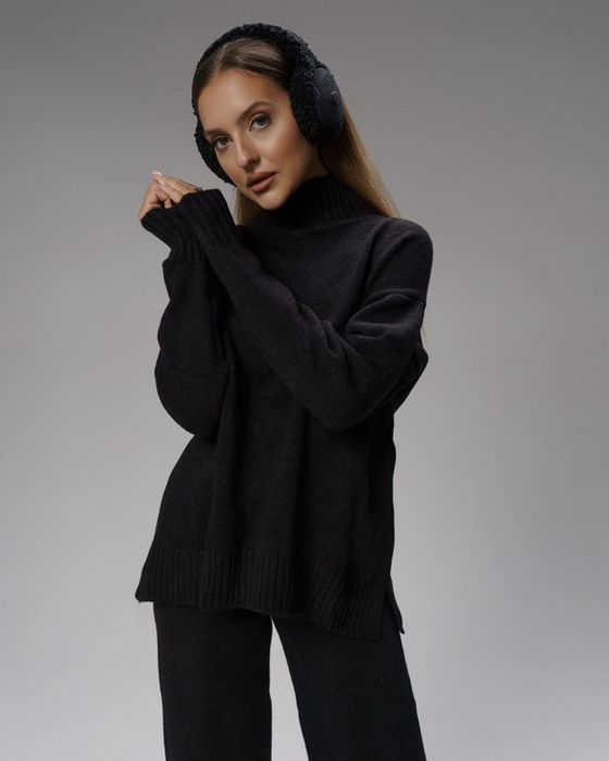 Костюм вʼязаний кофта та брюки, шоколадний брючний костюм