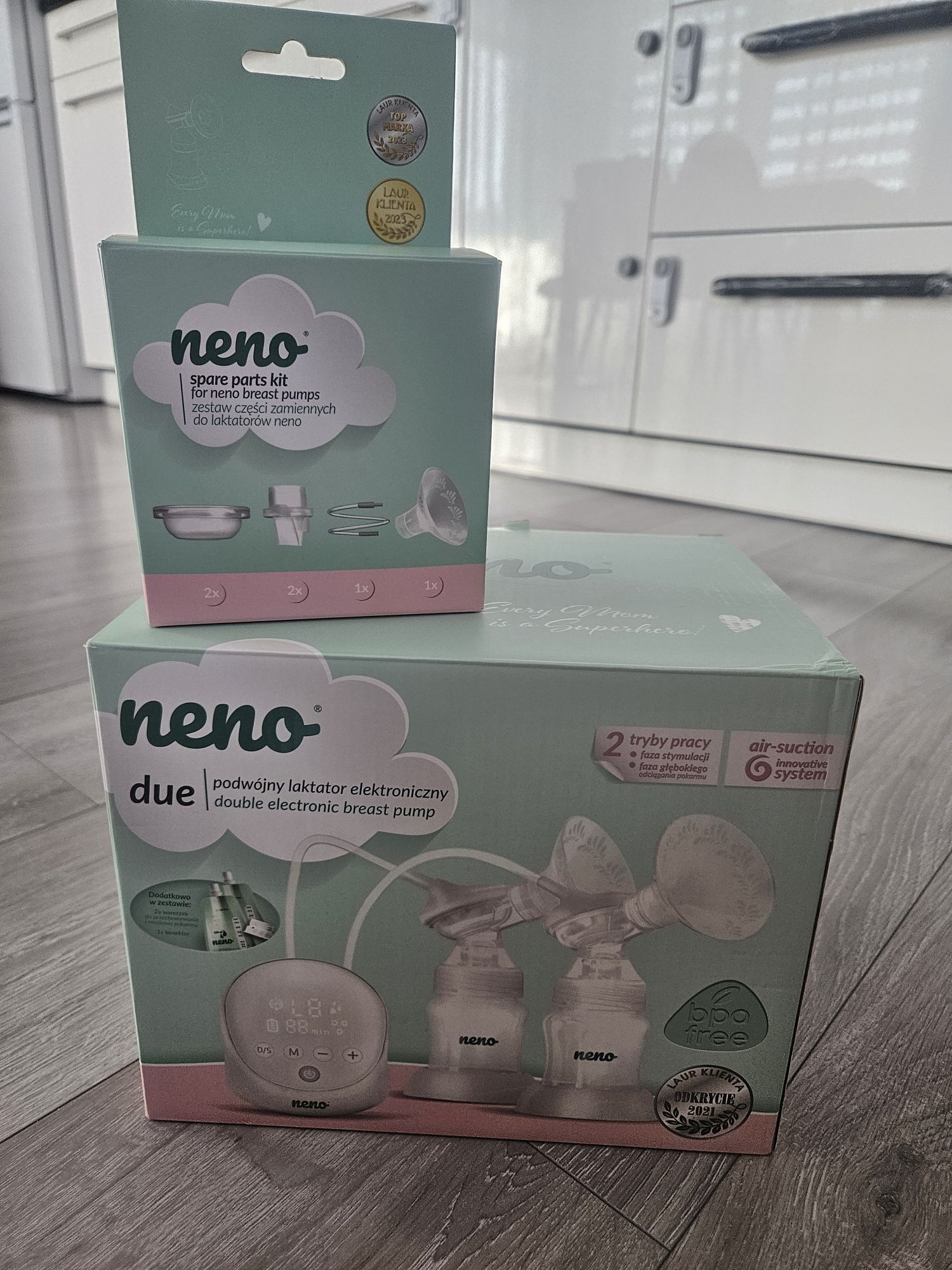 Laktator Neno Duo + zestaw części zamiennych