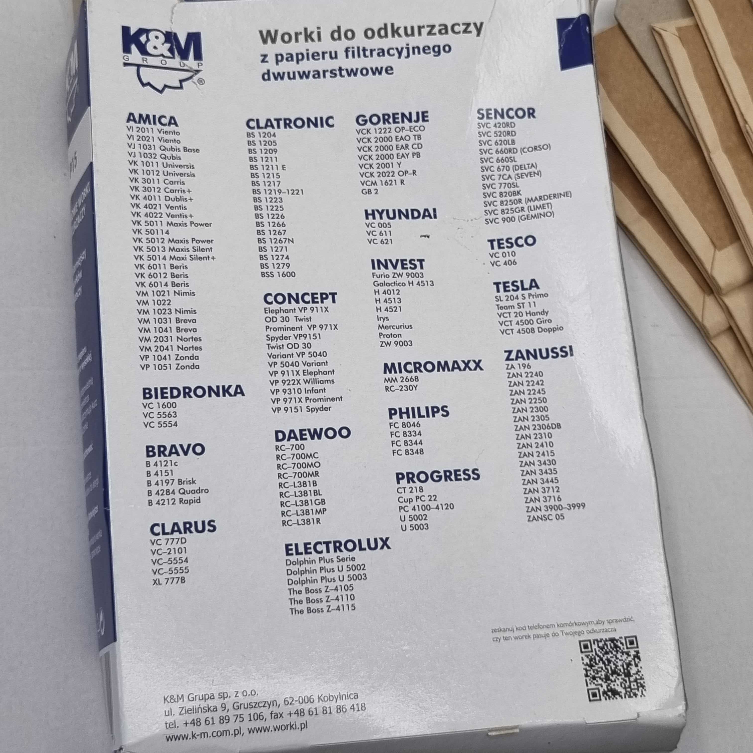 Worki do odkurzacza P15 uniwersalne papierowe 6szt.