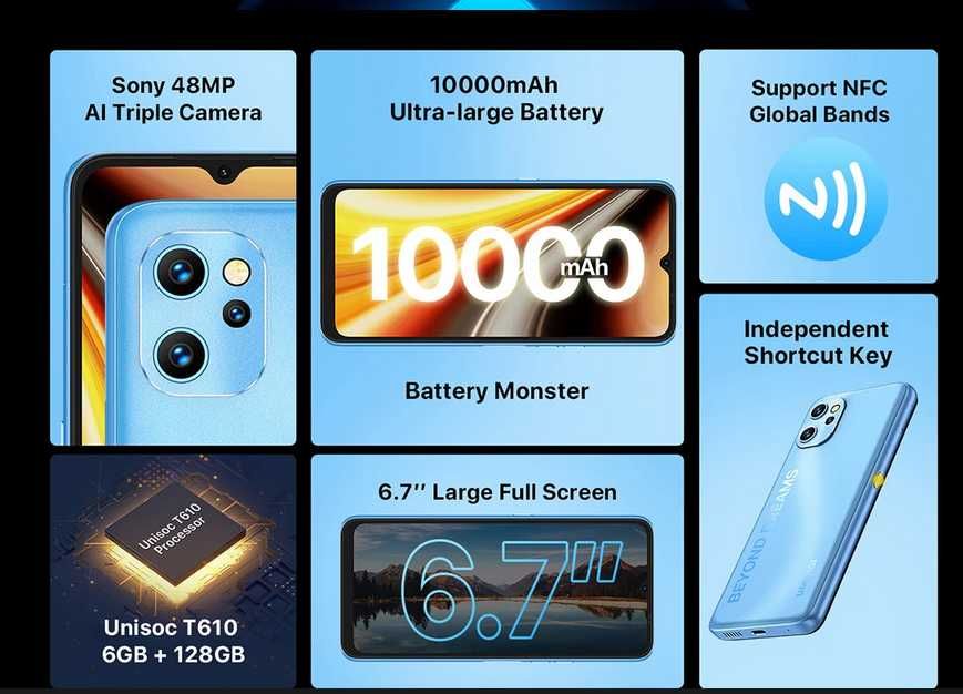 UMIDIGI Power 7 MAX. 10000Ma/h, 6Gb/128Gb, 48Mp/16Gb, NFC+Подарoк