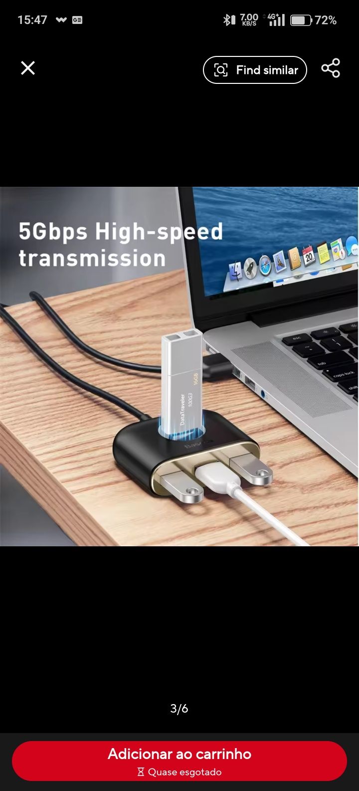 Baseus USB hub usb 3.0 para usb 3.0x1 + usb 2.0x3