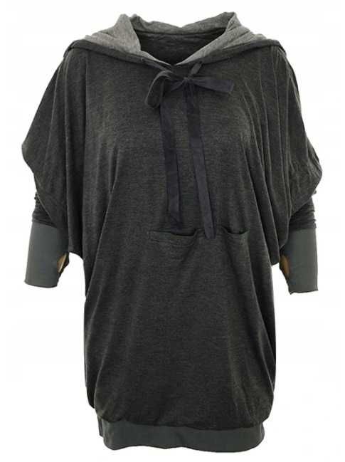 Szara tunika sukienka bluza z kapturem 44/46/48 oversize