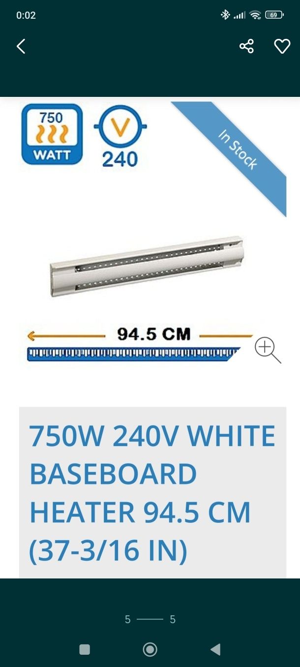 Grzejniki elektryczne pod termostat Ouellet Canada inc. 750W