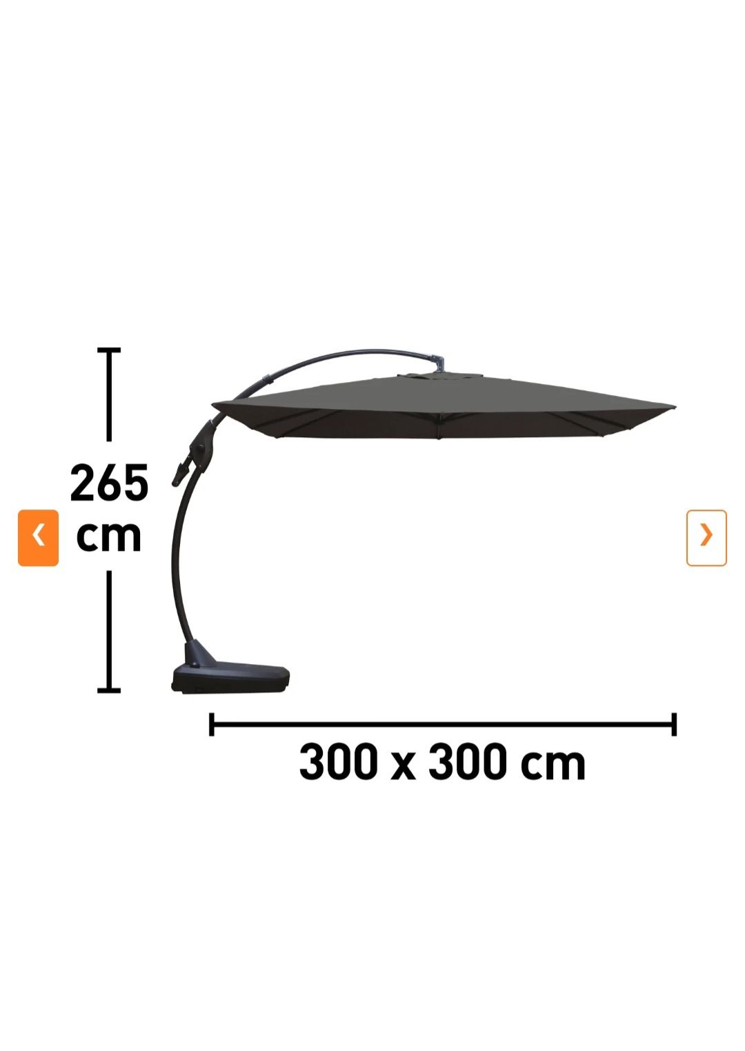 Parasol ogrodowy Peoria antracyt 300x300cm