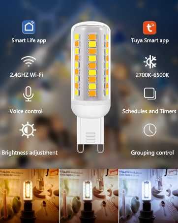 2 Żarówki LED Wi-Fi Smart G9,kompatybilne z Alexa/Google Home, A26