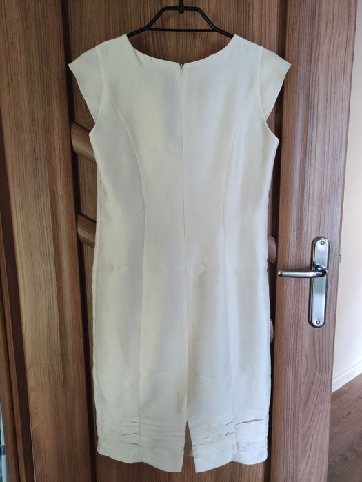 Sukienka koktajlowa kremowa  na wesele komunię chrzest rozm. 42