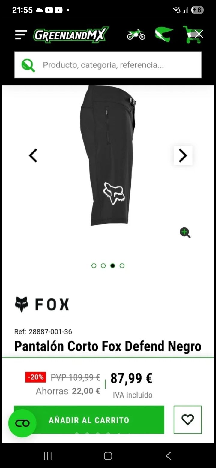 Calções MTB Fox Defend 34 novos