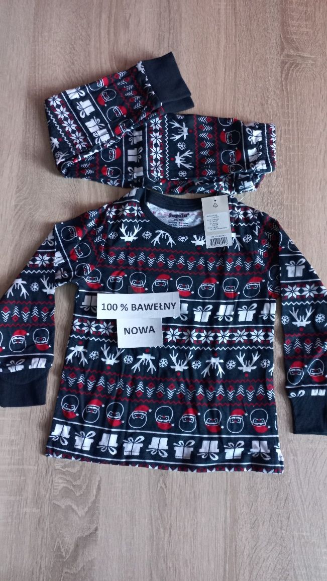 98-104 nowa piżama- motyw bożonarodzeniowy/ unisex 100 % bawełny