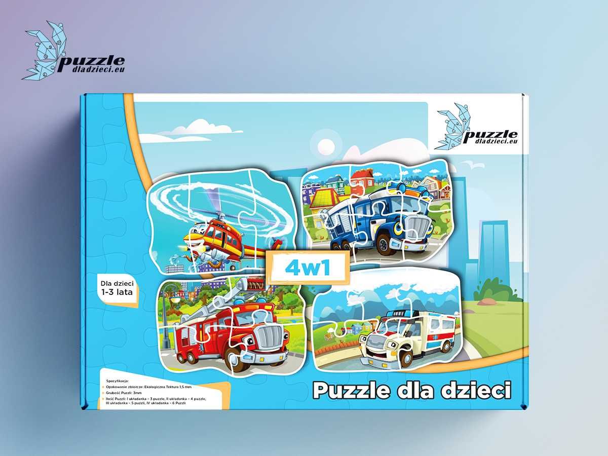 Progresywne Puzzle dla dzieci zestaw trzech opakowań