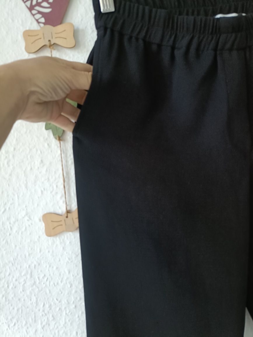 Czarne spodnie prosta szeroka nogawka manon plants rozm. S/M
