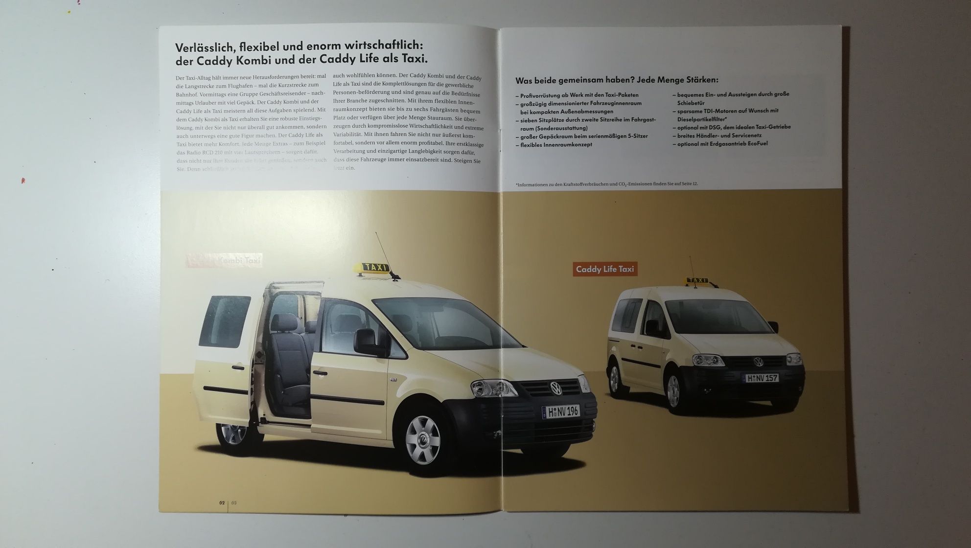 VW Volkswagen Caravelle T5 Caddy TAXI Prospekty