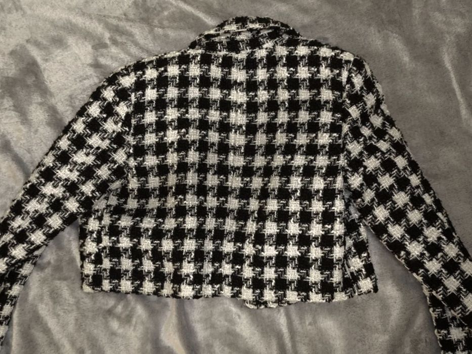 Укорочений піджак жакет в стилі олд мані. Твід (розмір XS-S)