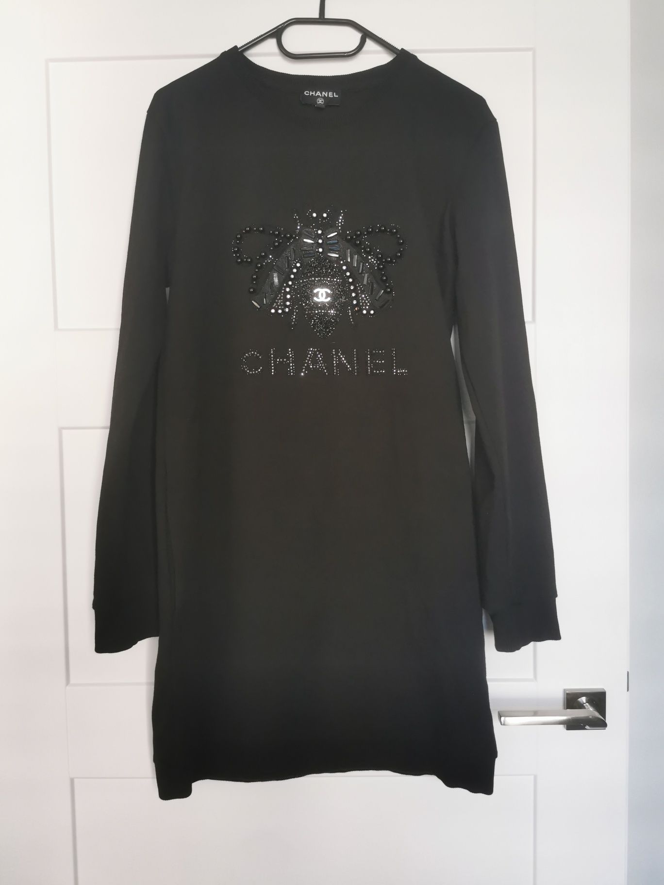 Tunika CHANEL z kieszeniami sukienka długa bluza sweter r. 38