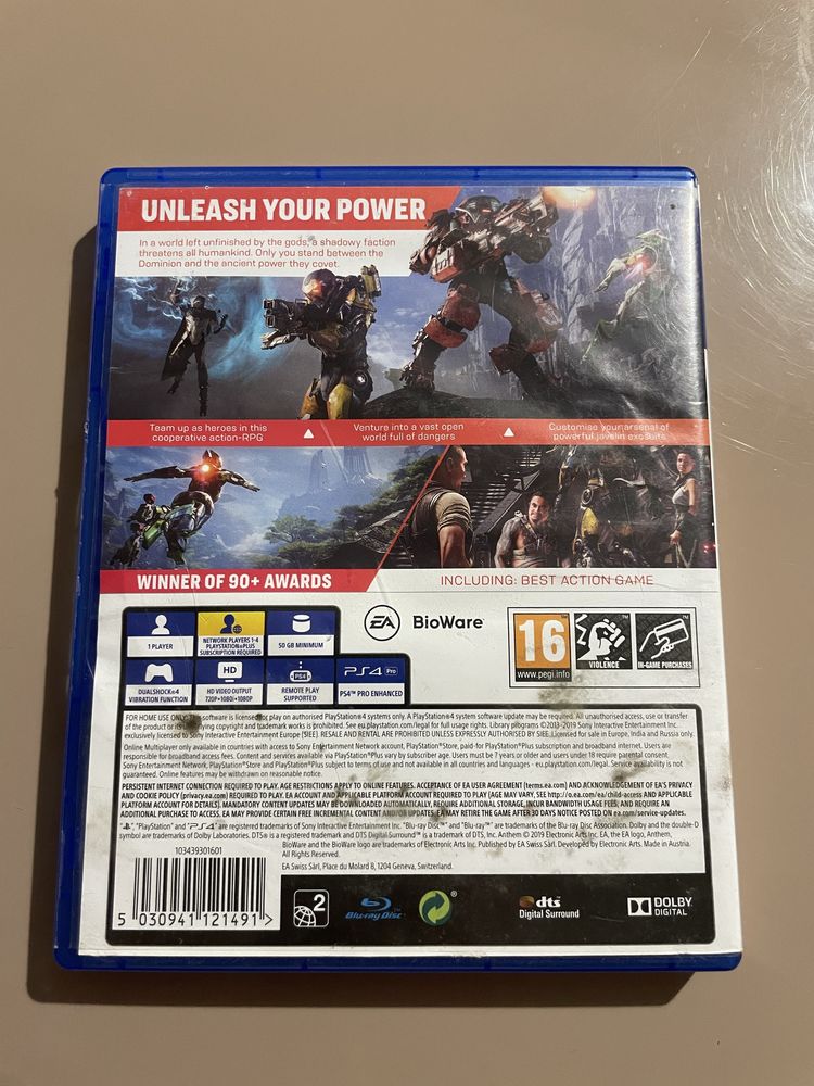 Anthem PS4 - IDEALNY STAN - Płyta bez rys!