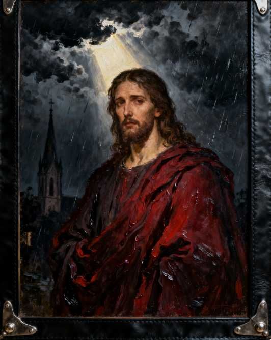 Um pendente personalizado com a imagem de Jesus gravada.