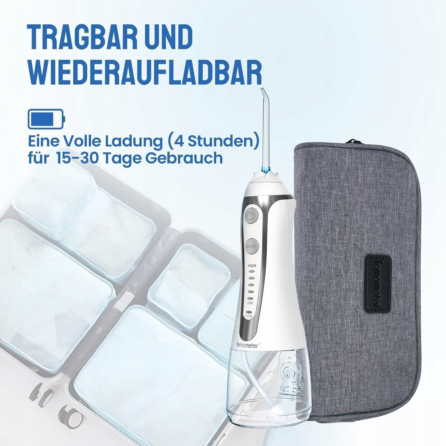 Femometer Bezprzewodowy Irygator do Jamy Ustnej 5 Trybów 300ml IPX7