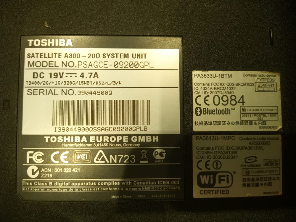 Laptop Toshiba satelit a300