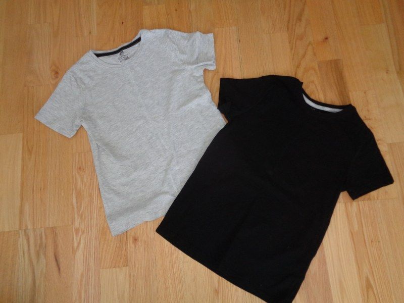 H&M-2 pack t-shirtów czarno -szary 134/140