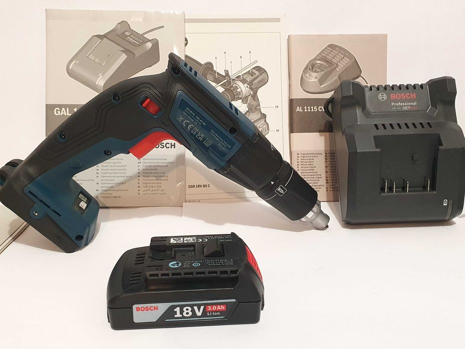 Wkrętarka do płyt GK drewno BOSCH GTB 18V-45 ladowarka bateria 3ah