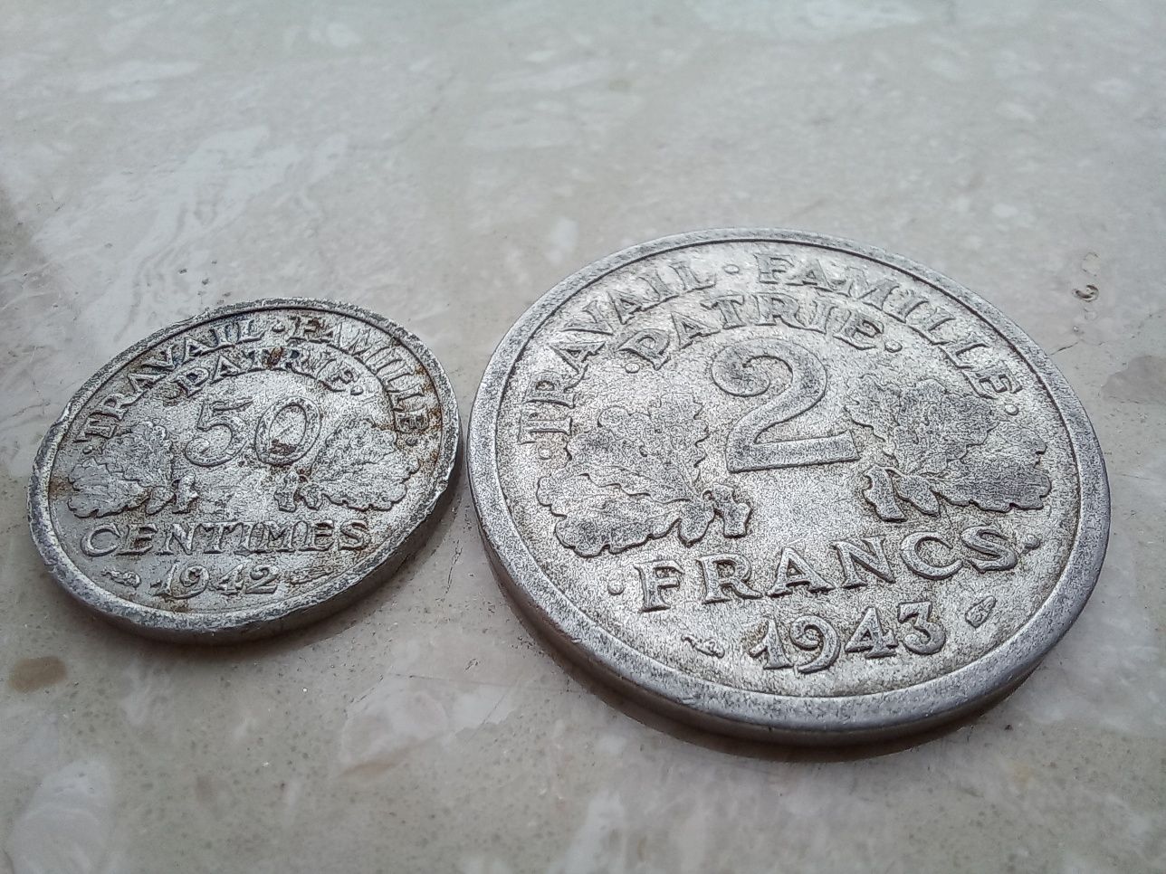 Francja  - 2 monety obiegowe z czasów Francji Vichy