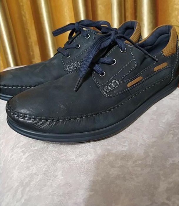 Шкіряні сині туфлі макасы, дуже класные