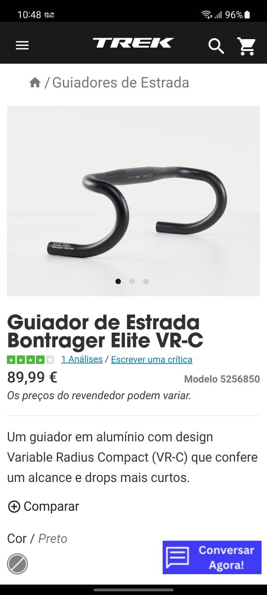Guiador Bontrager Elite vr-c 40cm