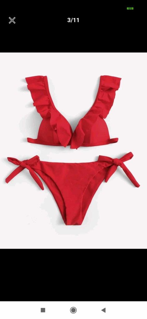 Nowy piękny czerwony kostium bikini dwuczęściowy M falbanki 38
