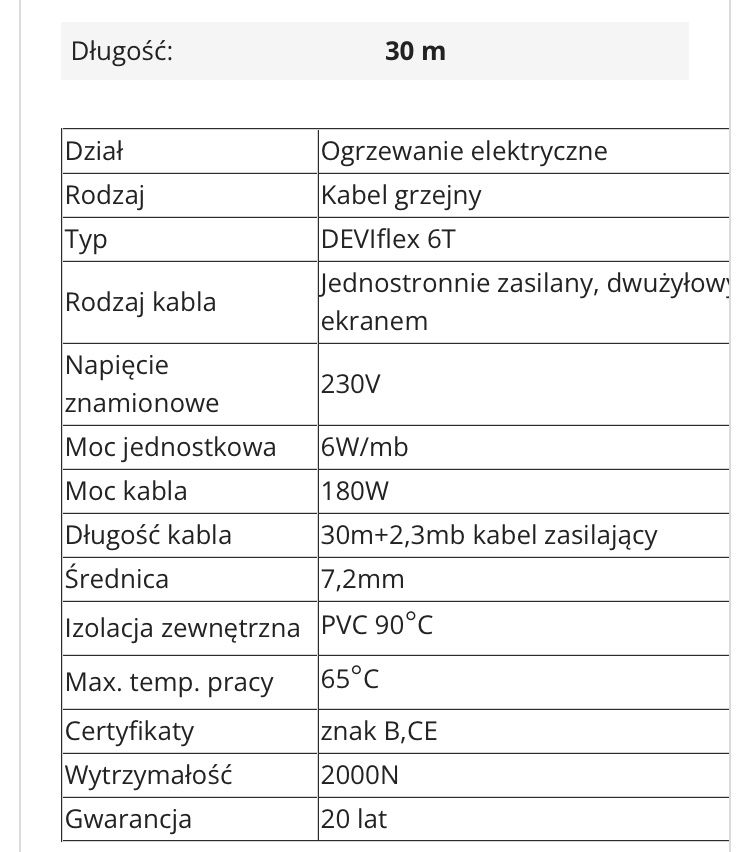 Kable grzewcze devi  devicell