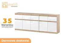 Połyskowa Komoda Best Oleksa 200cm Skandynawska 5D/5SZ Promocja