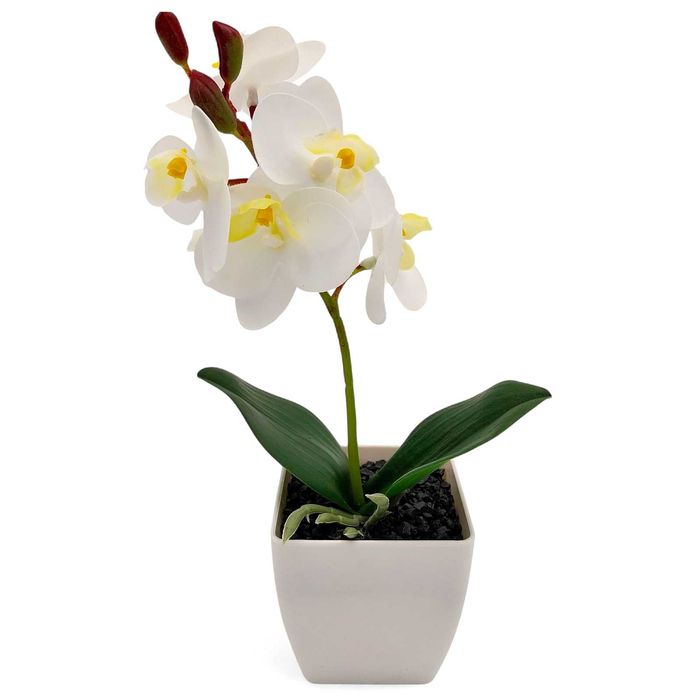 Sztuczny storczyk w doniczce biały silikonowy orchidea ozdobna 30cm