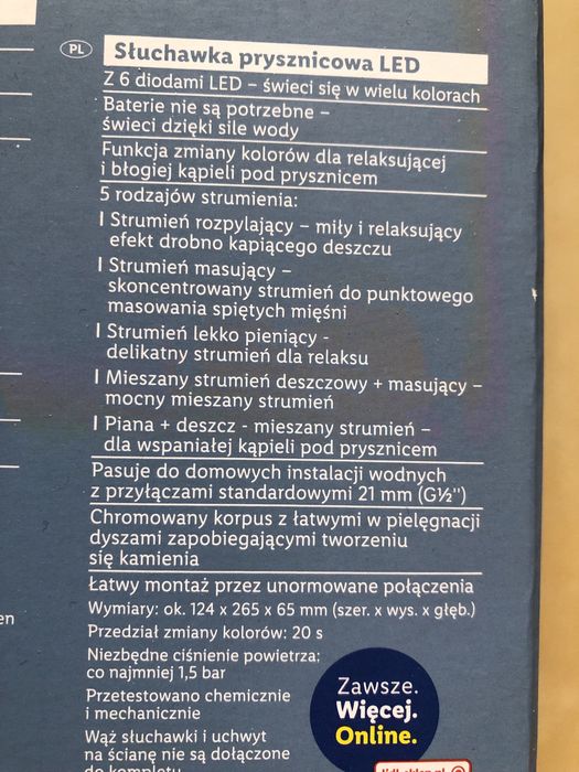 Sprzedam sluchawke prysznicowa z podswietleniem