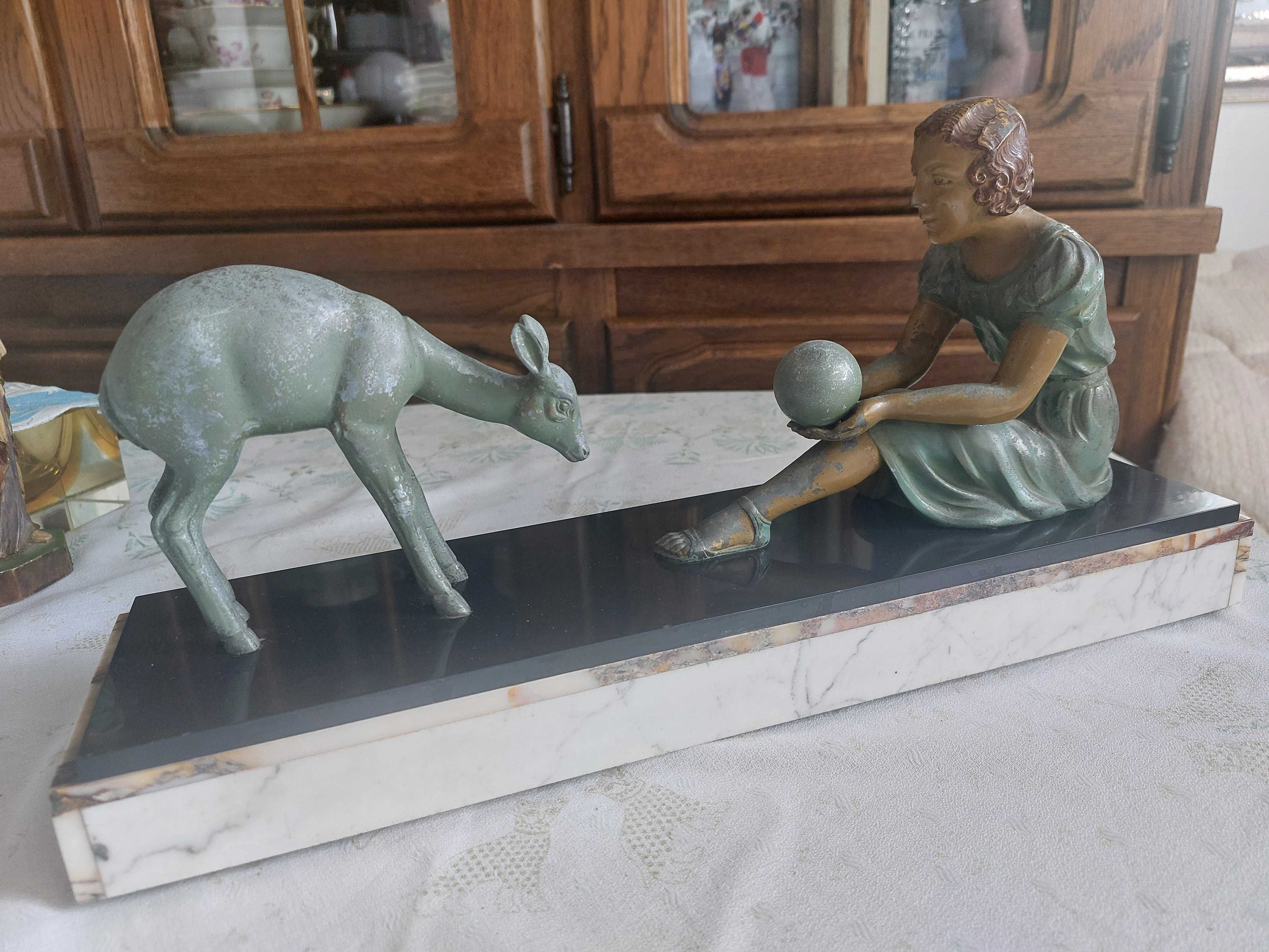 Art deko rzeźba kominkowa,  marmur