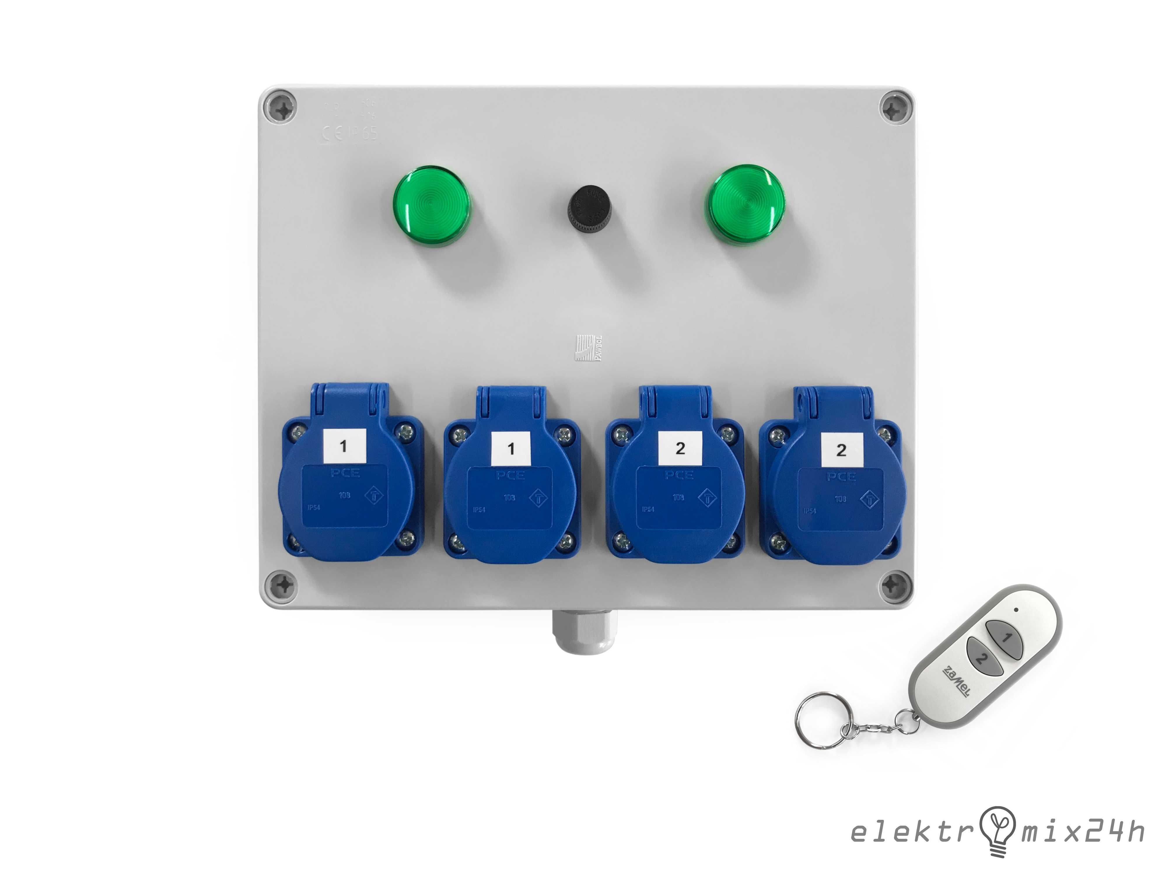 Rozdzielnica elektryczna sterowana pilotem, gotowa, gniazda 4x16A 230V