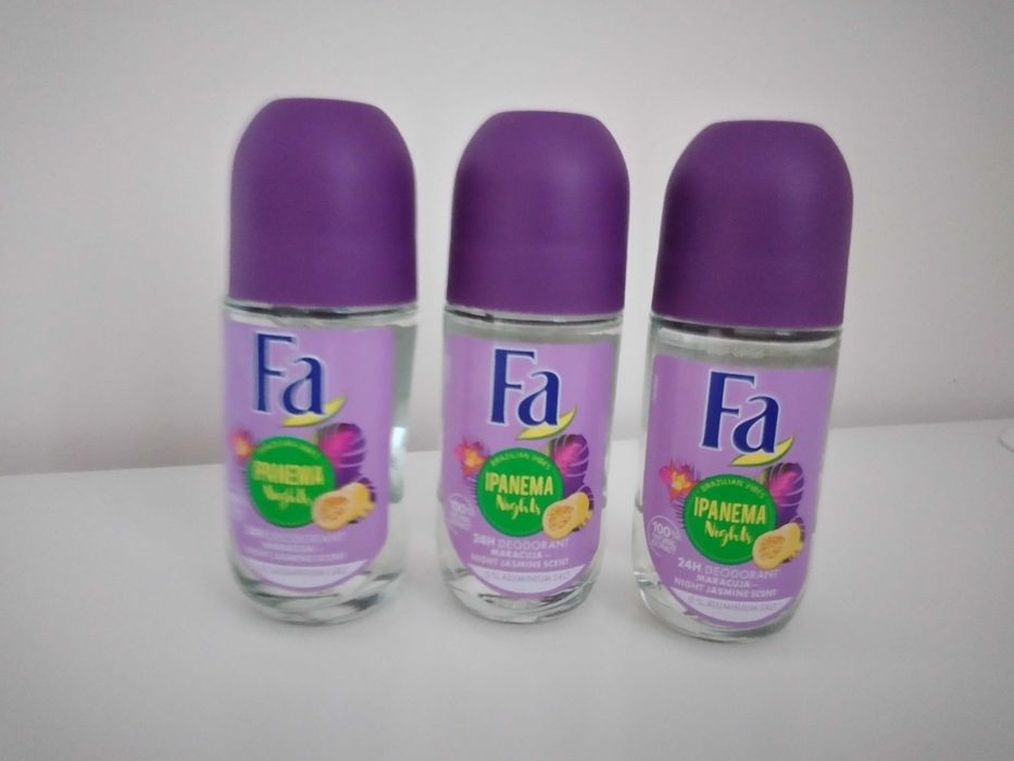 nowy zestaw 3x 50 ml jaśmin marakuja FA Ipanema Night roll on kulka