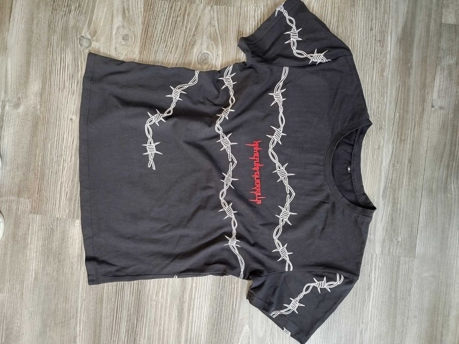 Czarny t-shirt harajuku M ciernie Korean Style Japan krótki rękaw
