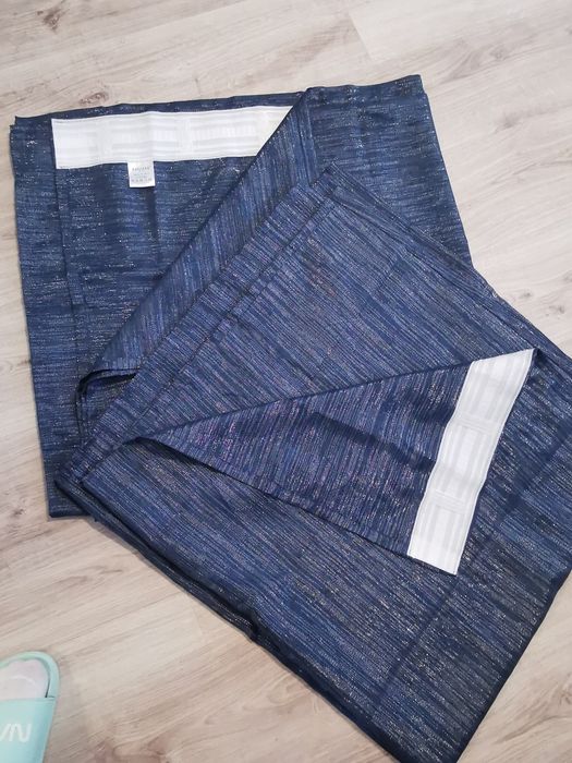 Zasłony Granatowe że srebrna nitką Nowe