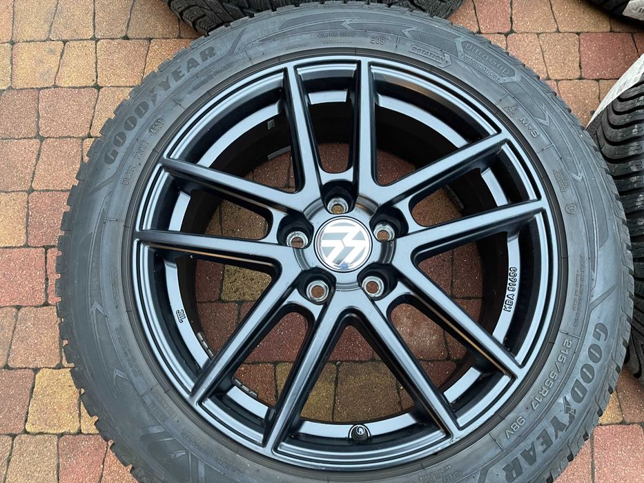 3657. Koła letnie Vw Tiguan I 5x112 czarne 215/60/17 nowe opony 2023r