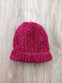 Różowa fuksjowa pluszowa ciepła czapka damska OVS