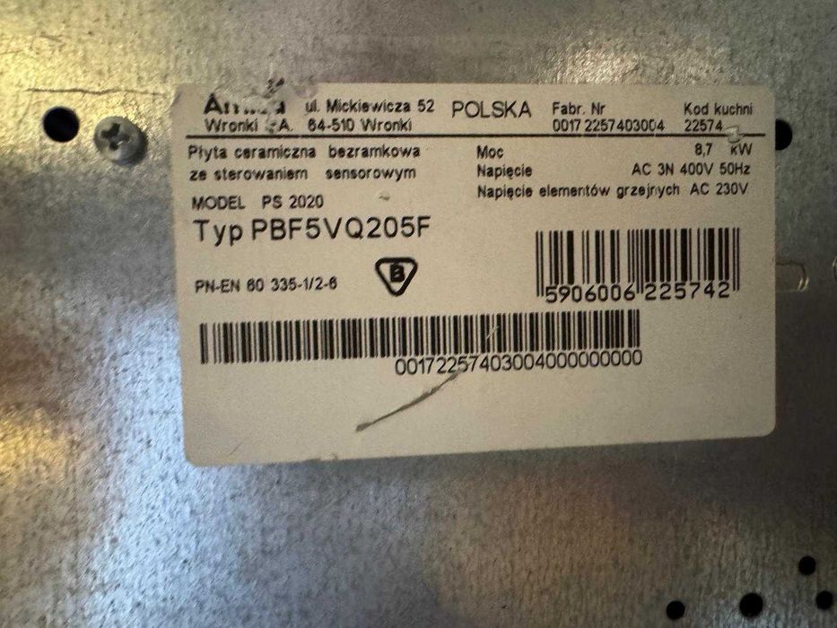 Płyta ceramiczna Amica PBF5VQ205F