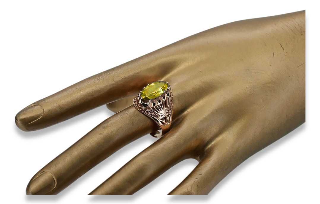 Pierścionek z różowego czerwonego złota 14k 585 z Peridotem vrc020 P
