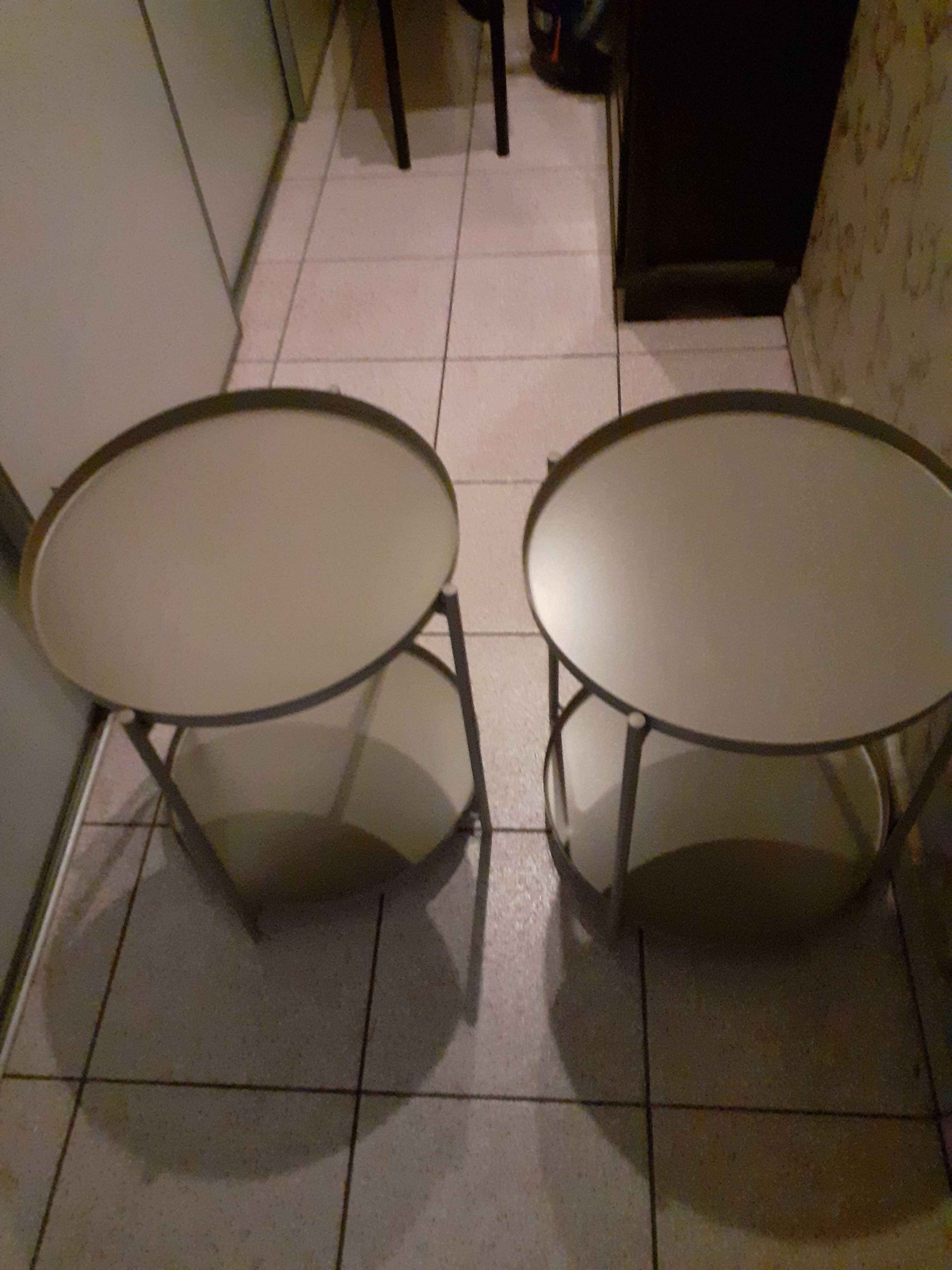 Stolik ogrodowy 2 poziomy metalowy balkonowy z półką stół taras balkon