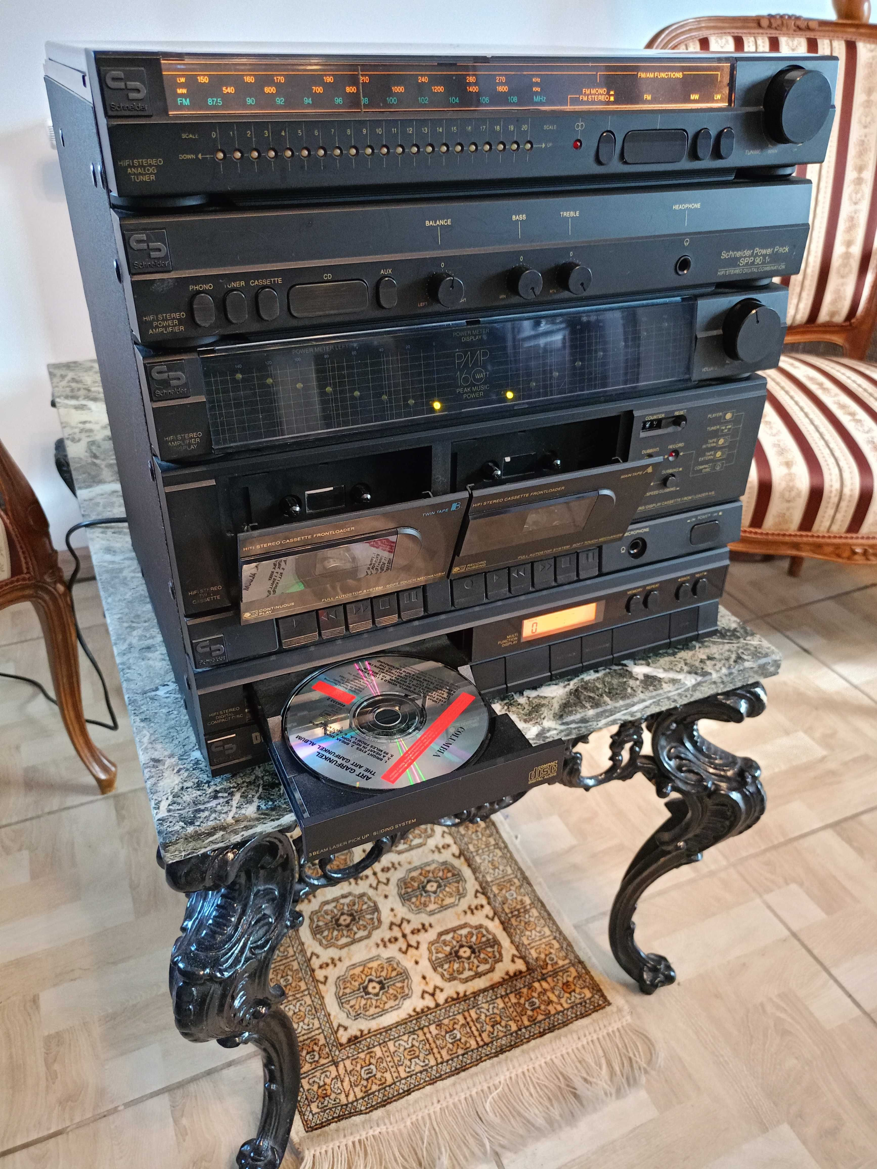 Duża Wieża SCHNEIDER Gramofon Radio Magnetofon CD