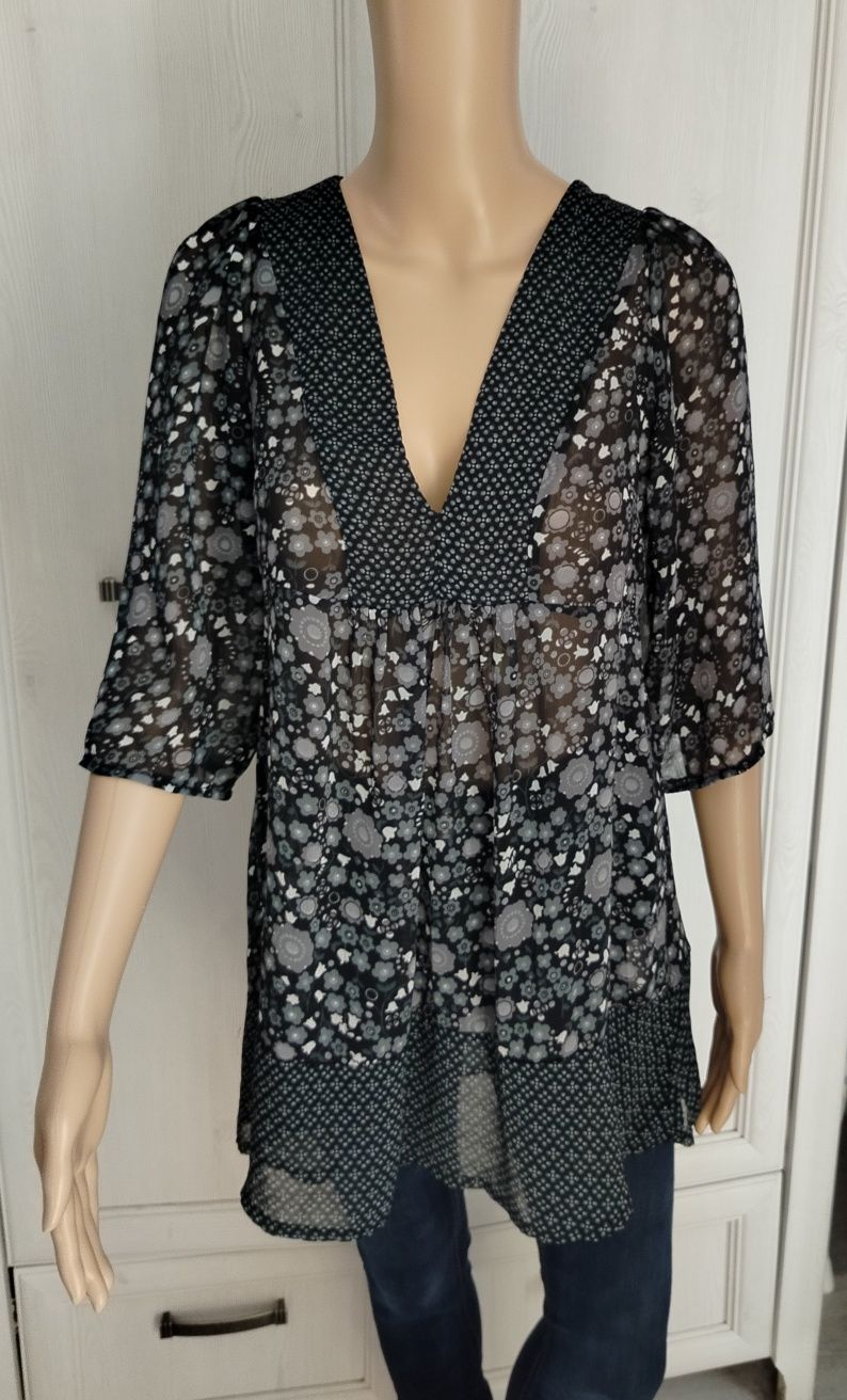 XS S M oversize atmosphere tunika plażowa vintage hippie etno szyfon