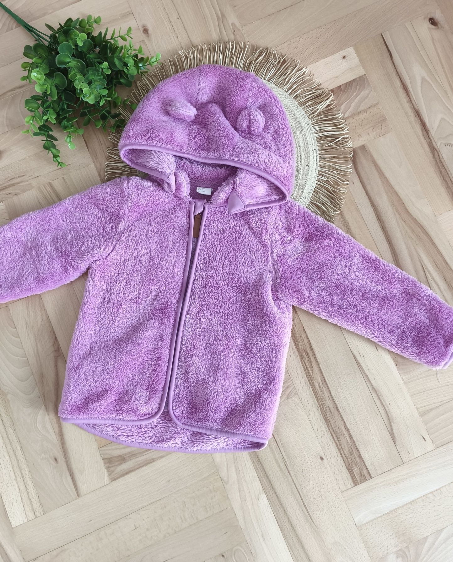 Bluza z kapturem polar kurtka miś H&M 98 z odpinanym kapturem