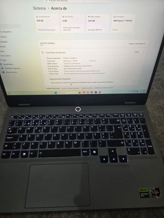 Lenovo loq-ryzen 7/rtx 4050/24 ram/1tb disco