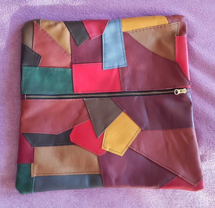 Шкіряна подушка. Hand made. Печворк