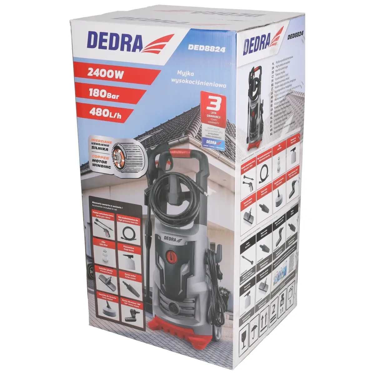 Myjka wysokociśnieniowa Auto Stop DEDRA8824, 2400W 120/180Bar, wąż 8m