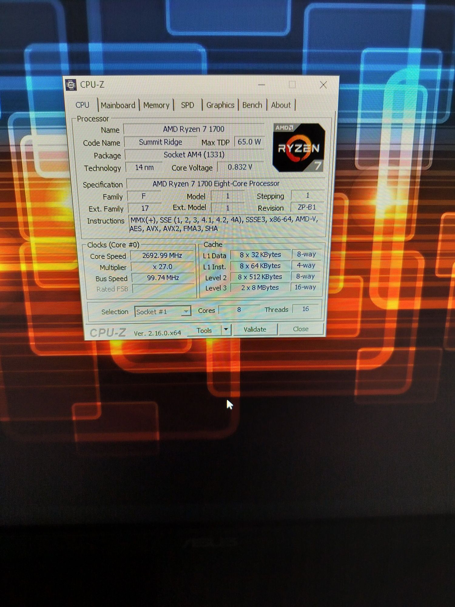 Комплект мат.плата + Ryzen 7 1700 + 16 gb ddr4
