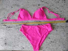 Nowy kostium strój kąpielowy bikini różowy róż neon fluo L