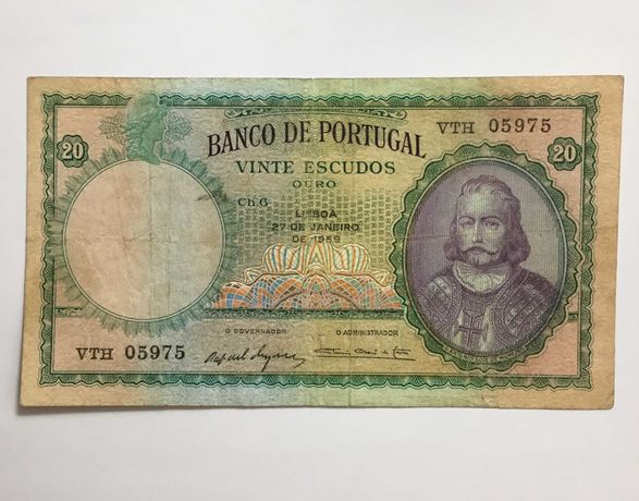 nota 20 escudos 1959 - D. António L. de Menezes